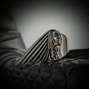 MEN'S INDIAN MOTORCYCLE BIKER RING SIZE 9 - Picture 1 of 4