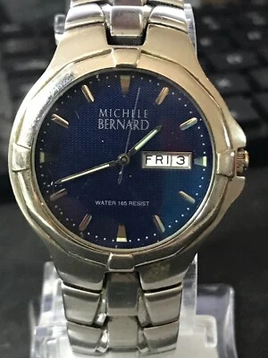 Reloj para hombre Michele Bernard 37 mm esfera azul cuarzo calendario (#1857) Foto 1 de 4