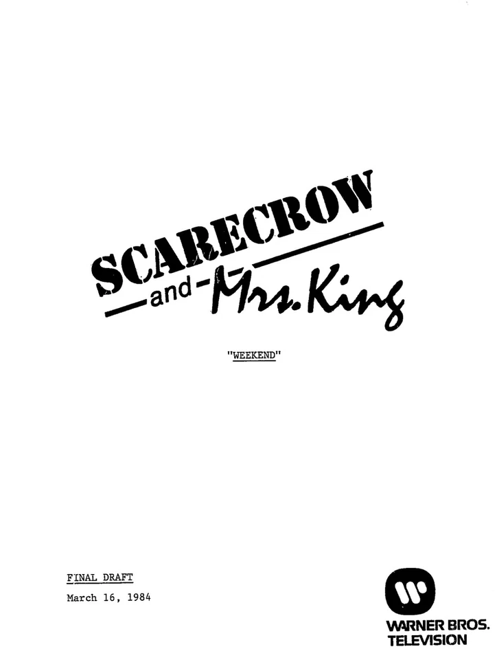 SCARECROW & MRS. KING WEEKEND SCRIPT KATE JACKSON NOTES CALL SHEET (copy) - Image 1 of 1
