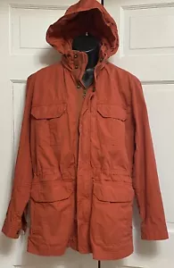Giacca da uomo NUOVA LL Bean S Cargo Explorer Safari in cotone con cappuccio tasche arancioni - Foto 1 di 11