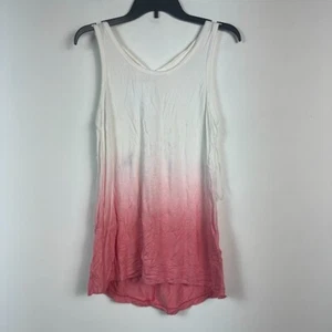 Ideology Womens M White Pink Ombre Cross Back Tank Top RETAG BT42 - Picture 1 of 3