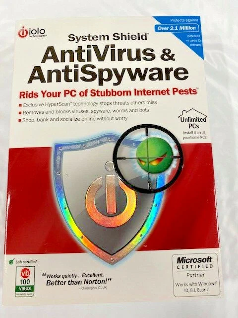 IOLO System Shield AntiVirus & AntiSpyware Unlimited PCs DVD NEW! - Image 1 of 2