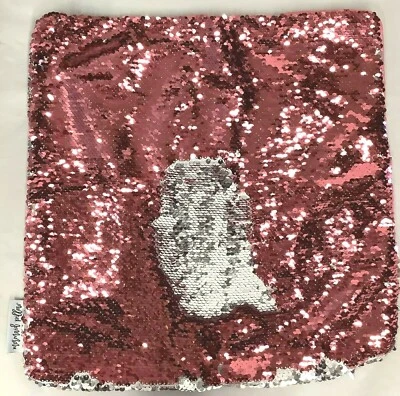 Decorative Pillow Case with Reversible Sequins Pink/Silver - Mermaid Pillow Co - Image 1 of 4