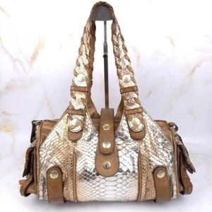 Bolso de Mano Chloe Silverado Cuero Plateado Marrón Usado Hecho en Italia - Imagen 1 de 11