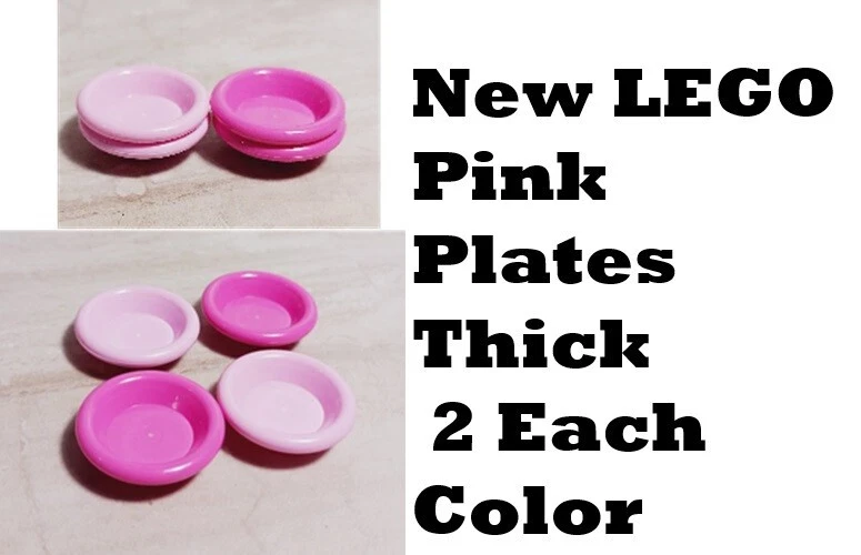 New LEGO Dishes COLORFUL Set of 4 Lot Light Pink and Dark Pink 2 Each Color Fun - Image 1 of 1