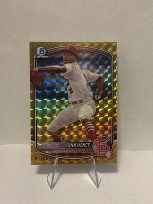 TINK HENCE 2025 BOWMAN CHROME GOLD GEOMETRIC CARDINALS 1/50 FIRST ON PRINT - Image 1 of 3