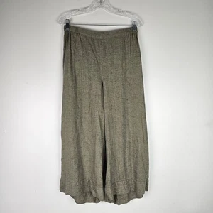 Flachs Damen hellbraun/grün fließende Caprihose Größe Small Lagenlook weites Bein - Bild 1 von 6