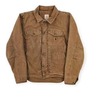 Carhartt Berwick Y2K Ropa de Trabajo Chaqueta Forrada de Vellón Marrón Para Hombre Pequeña - Imagen 1 de 9