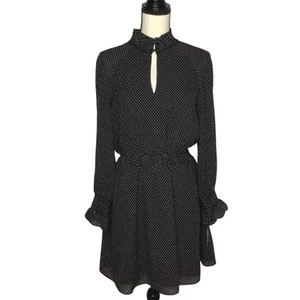 Rachel Roy Dress Womens 2X Black Polka Dot Ruffle Long Sleeve Party Office NWT - Picture 1 of 16