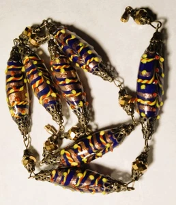 Rare Vintage Czech Fancy Glass Beads Beaded Necklace - Picture 1 of 11