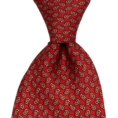 TOM JAMES Corporate Image Men's Silk XL Necktie Designer PAISLEY Red/Orange GUC - Image 1 of 3