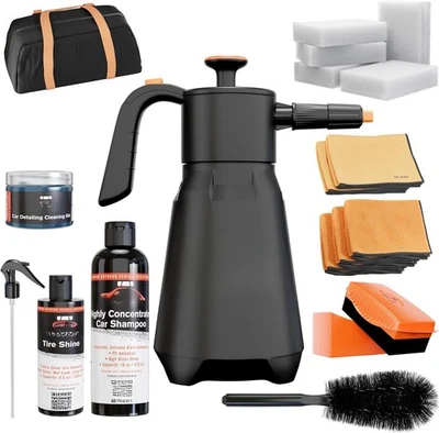 Eco-Friendly Waterless Car Wash Spray Kit with Pressure Foam Microfiber Cloths - Imagem 1 de 4