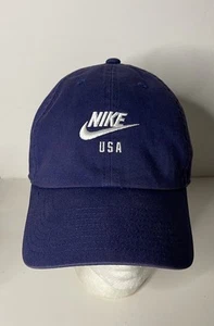 Nike USA Soccer Hat Adjustable Strap Blue One Size Baseball Style Cap Swoosh - Picture 1 of 13