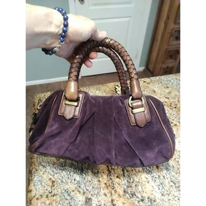BANANA REPUBLIC Hobo Satchel Bag Purple Suede Braided Handle EUC Retail-$189 - Picture 1 of 10