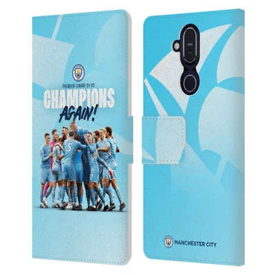 MAN CITY FC 2021/22 PREMIER LEAGUE CHAMPIONS LEATHER BOOK CASE FOR NOKIA PHONES - Image 1 of 4