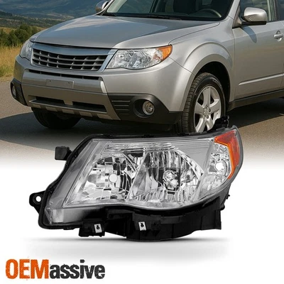 Fits 2009-2013 Subaru Forester Chrome Halogen Headlights Driver Side Replacement - Image 1 of 4