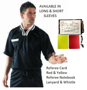 Soccer Football Referee Kit Full Set Shirt & Shorts Score Pocket Set Sportswear - Picture 1 of 4