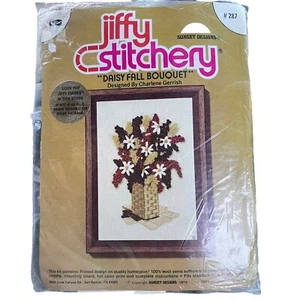 Daisy Fall Bouquet Vintage Crewel Embroidery Kit Jiffy Stitchery #287 NEW 5x7" - Picture 1 of 4