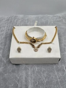 Goldtone Jewelry set, Quartz Ladies Watch, Earrings, Necklace New Old Stock - Picture 1 of 5