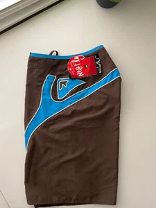 QUIKSILVER BROWN MENS BOARD SHORTS TRUNKS SIZE 30 - Picture 1 of 3
