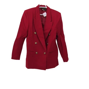 Harris Wallace Womens Size 14 Blazer Red Wool Blazer Double Brest NWT VTG - Picture 1 of 7