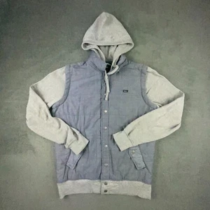 RVCA Sweater Mens Small Blue Gray Long Sleeve Button Up Hoodie - Picture 1 of 10