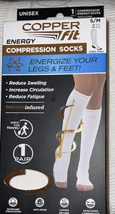 Copper Fit Energy Compression Socks Men's 5-9Women's 6-10 white - Picture 1 of 4