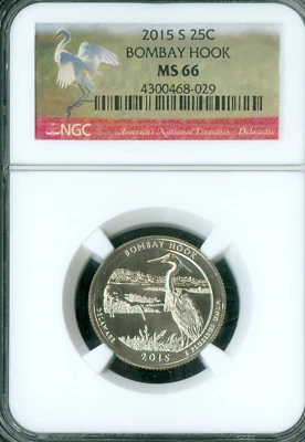 2015 S BOMBAY HOOK PARKS QUARTER NGC MS66    * - Image 1 of 2