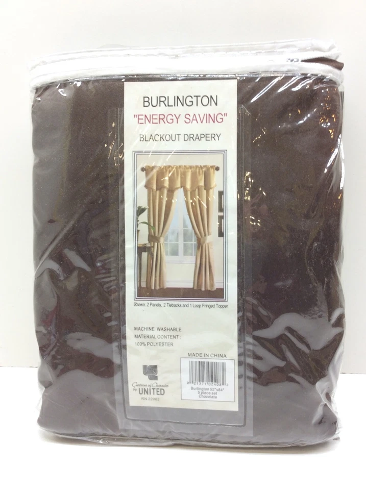Juego de 5 paneles de cortina de ventana United Curtain Burlington Blackout 52" x 84" Foto 1 de 4