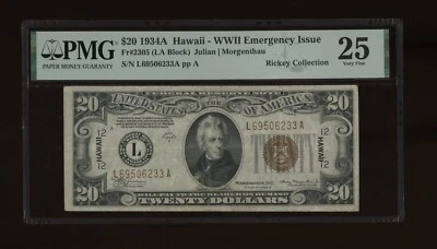 DBR 1934-A $20 FRN Hawaii Fr. 2305 PMG 25 Serial L69506233A - Image 1 of 2