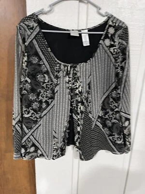 Emma James Ladies Button-front Blouse,Sz 12  Black/white - Image 1 of 4