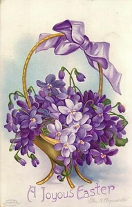 Postal de Pascua Ellen Clapsaddle Crocus Cesta Flores IAPC 51654 Baltimore - Imagen 1 de 2