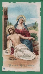 MATER DOLOROSA - VIRGEN MARÍA Y MUERTO JESÚS, CORONA DE ESPINAS Antigua TARJETA SANTA - Imagen 1 de 2