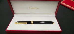 Louis Cartier Black Composite & Gold Fountain Pen 18K M-Nib - Picture 1 of 10