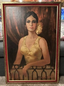 Barabara Weber Painting Reproduction Carmen At The Opera Framed Large 27x39” Vtg - Picture 1 of 7