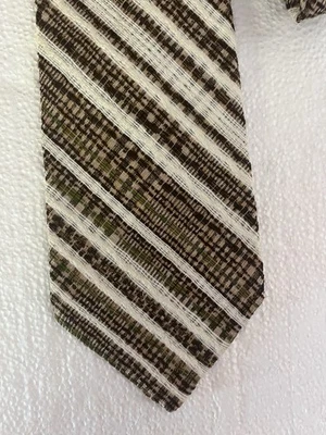 Corbata vintage texturizada para hombre marrón a rayas corbata ancha corbata vintage 4,25” de ancho Foto 1 de 4