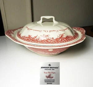 Johnson Bros TWAS THE NIGHT BEFORE CHRISTMAS Covered Vegetable Bowl, Mint - Picture 1 of 2