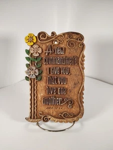 Christian Vintage Wall Hanging New Commandment give You, Love One Another Plaque - Picture 1 of 6