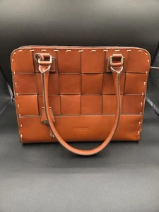 Dooney &  Bourke Woven Rectangle Satchel Brown Bag.  Alto Italia - Picture 1 of 18