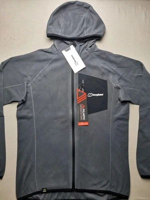 BERGHAUS Mens Size S Kedron ECO Hooded Fleece Jacket (NEW) Grey Full Zip Pocket - Image 1 of 4