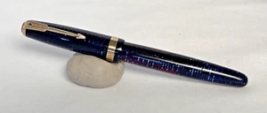 Parker Vacumatic Major, Laminated Blue, Jewelers Band, 14K nib/trim, Restored - Picture 1 of 10