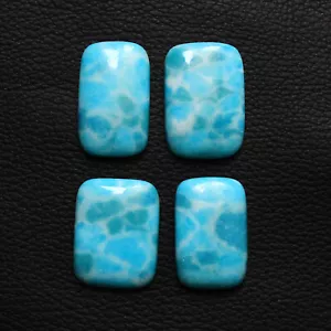 4 PCs Lot Larimar Cabochon Lot, Gemstone Lot 73.90 Cts Cushion Shape Gemstone - Picture 1 of 4