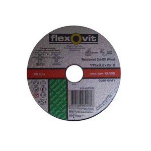 Flexovit Reinforced Cutting Wheel 4-1/2 115 x 3.2 x 22.2 Flat Stone Cast Iron x1 - Picture 1 of 3