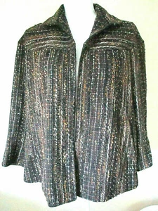 LAFAYETTE 148 New York Tweed Jacket 3/4 Sleeve Sz 6 Brown Gold Metallic Black - Picture 1 of 8