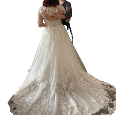 Christina Wu Miosa Bride Wedding Dress White Laced Tulle Floor Length - Image 1 of 4