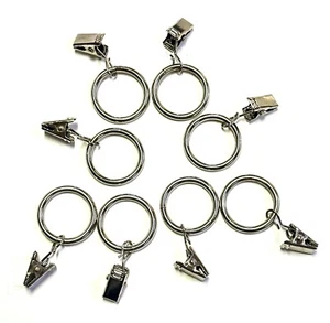 8 Pcs Metal Curtain Drapery Ring Clip Inner Diameter Fits Up To 7/8" Rod SILVER - Picture 1 of 2
