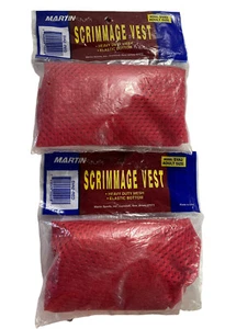 Vintage Martin Sports Adult Scrimmage Vest x2 Red Heavy Duty Mesh Elastic USA - Picture 1 of 4