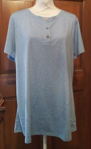 Amazon Essentials Size XXL Blue Short Cuffed Sleeve Stretchy 3 Button Close AEGO - Picture 1 of 7