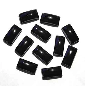 [WHOLESALE] NATURAL BLACK ONYX CABOCHON RECTANGLE SHAPE LOOSE GEMSTONE JEWELLERY - Picture 1 of 3
