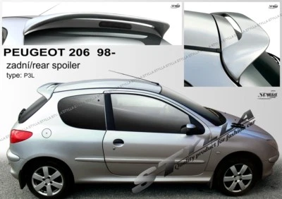 SPOILER REAR ROOF TAILGATE PEUGEOT 206 206+ hatchback WING ACCESSORIES - Image 1 of 4